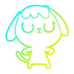 Obraz premium cold gradient line drawing cute cartoon dog