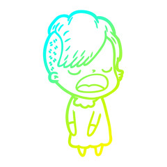 cold gradient line drawing cartoon cool hipster girl talking