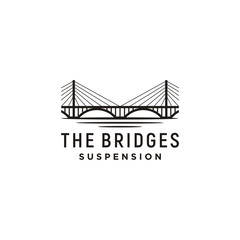 Silhouette of Suspension Cable Bridge logo design