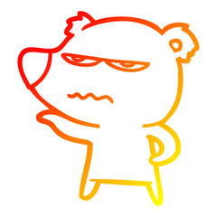 warm gradient line drawing angry bear cartoon
