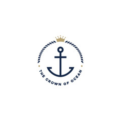 Anchor Rope King Crown for Marine Ship Boat logo design © Enola99d