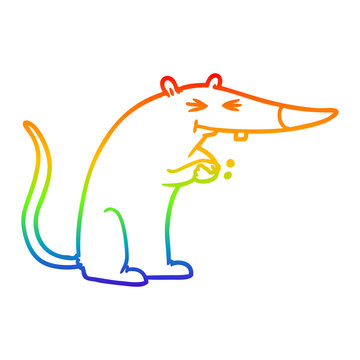 recommend clip art: rainbow gradient line drawing cartoon sneaky rat