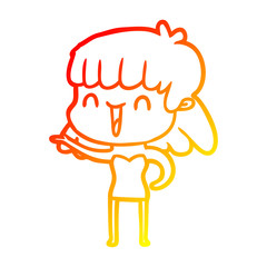 warm gradient line drawing cartoon woman