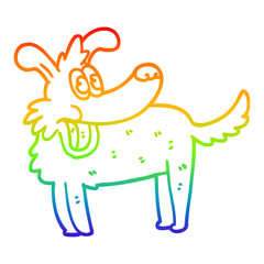 rainbow gradient line drawing cartoon happy dog