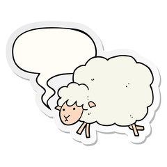 cartoon sheep and speech bubble sticker