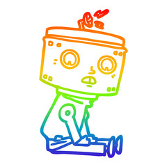 Naklejka premium rainbow gradient line drawing cartoon robot