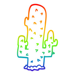 rainbow gradient line drawing cartoon cactus
