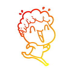 warm gradient line drawing cartoon happy man