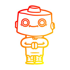 warm gradient line drawing cartoon robot
