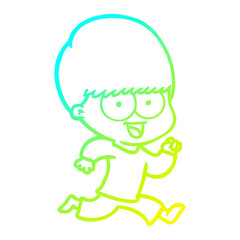 cold gradient line drawing happy cartoon boy