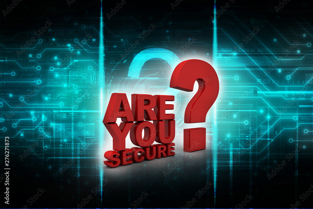 Poster 3d rendering are you secure question mark