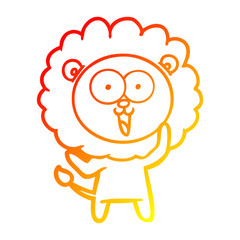 warm gradient line drawing happy cartoon lion