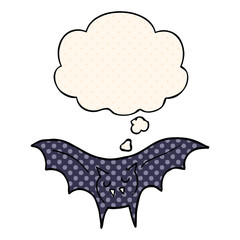cartoon vampire bat and thought bubble in comic book style