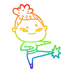 rainbow gradient line drawing cartoon woman