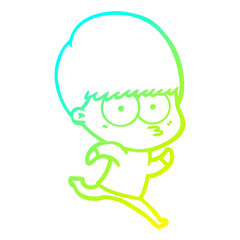 cold gradient line drawing nervous cartoon boy