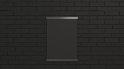 Blank black poster in frame on the wall
