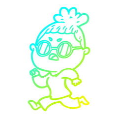 cold gradient line drawing cartoon annoyed woman