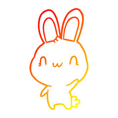Obraz premium warm gradient line drawing cute rabbit waving