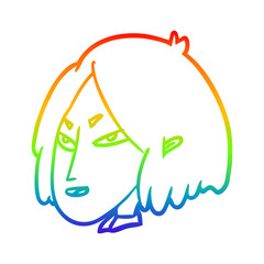 rainbow gradient line drawing woman