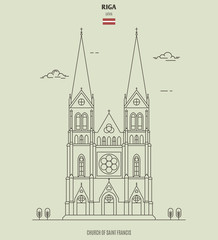 Fototapeta premium Church of Saint Francis in Riga, Latvia. Landmark icon
