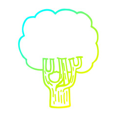 cold gradient line drawing cartoon blooming tree