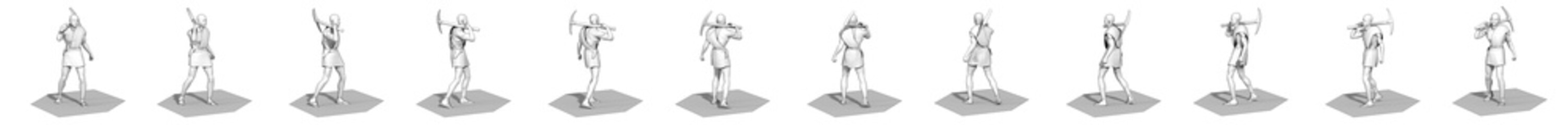 3d render, warrior character set, illustration 