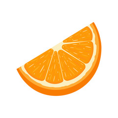 Fresh cut slice orange fruit isolated on white background. Tangerine. Organic fruit. Cartoon style. Vector illustration for any design.