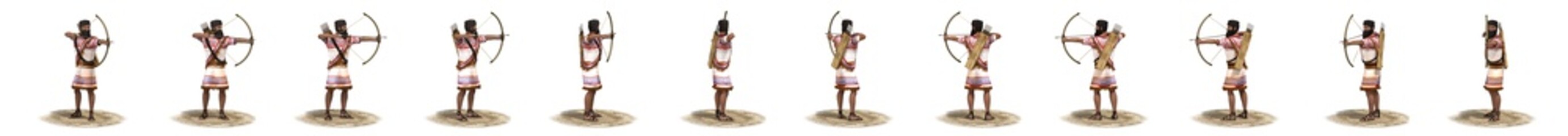 3d render, warrior character set, illustration 