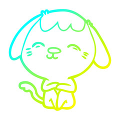 cold gradient line drawing happy cartoon dog
