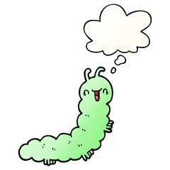 cartoon caterpillar and thought bubble in smooth gradient style
