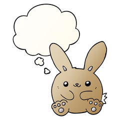 cartoon rabbit and thought bubble in smooth gradient style