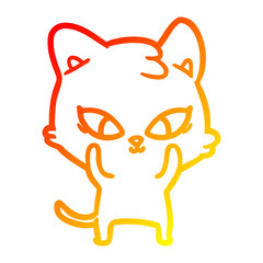warm gradient line drawing cute cartoon cat