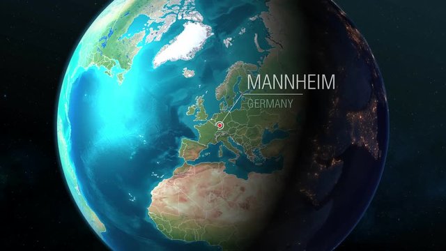 Germany - Mannheim - Zooming from space to earth