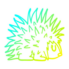 Fototapeta na wymiar cold gradient line drawing cartoon spiky hedgehog