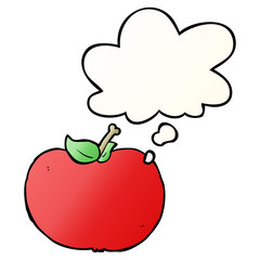 Fototapeta premium cartoon apple and thought bubble in smooth gradient style