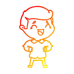 warm gradient line drawing cartoon laughing man