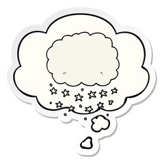 cartoon rain cloud and thought bubble as a printed sticker
