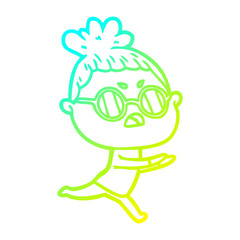 cold gradient line drawing cartoon annoyed woman