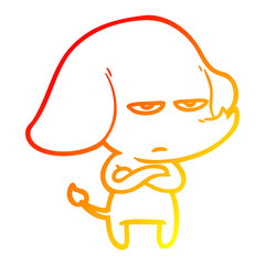 warm gradient line drawing annoyed cartoon elephant