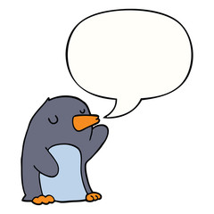 cartoon penguin and speech bubble