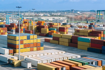 Container ship dock on the harbor