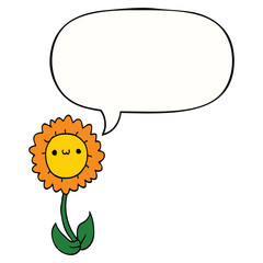 cartoon flower and speech bubble