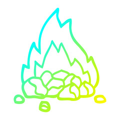 cold gradient line drawing cartoon burning coals