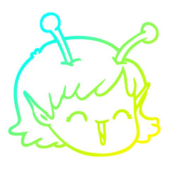 cold gradient line drawing cartoon alien space girl face