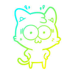 cold gradient line drawing cartoon surprised cat