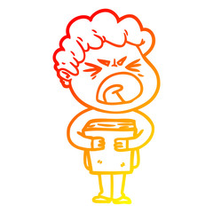warm gradient line drawing cartoon furious man