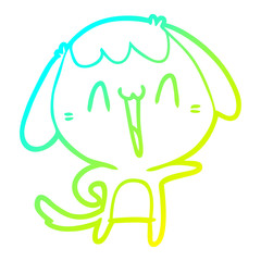 cold gradient line drawing cartoon laughing dog