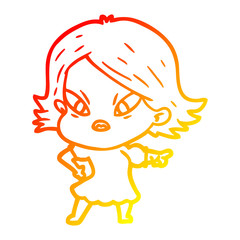 warm gradient line drawing cartoon stressed woman