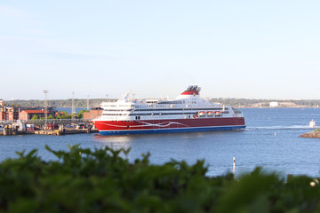 Cruise ship in the port of Helsinki, Finland. The Gulf of Finland