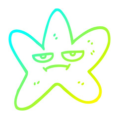cold gradient line drawing cartoon star fish